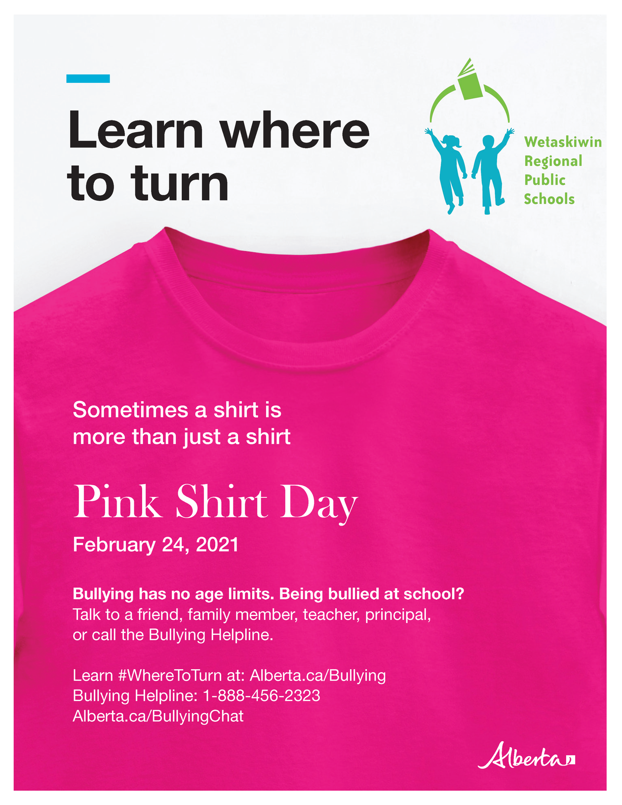 Pink Shirt Day Feb 24 Wetaskiwin Regional Public Schools
